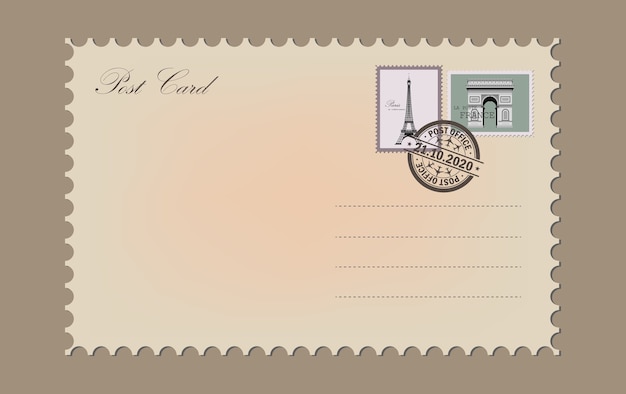vintage postcard. post office stamp. air post stamp.