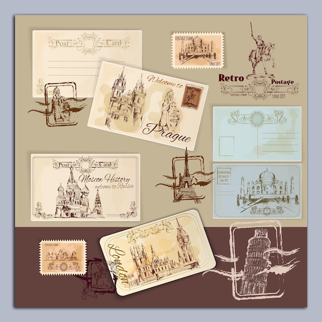 Vintage postcards template