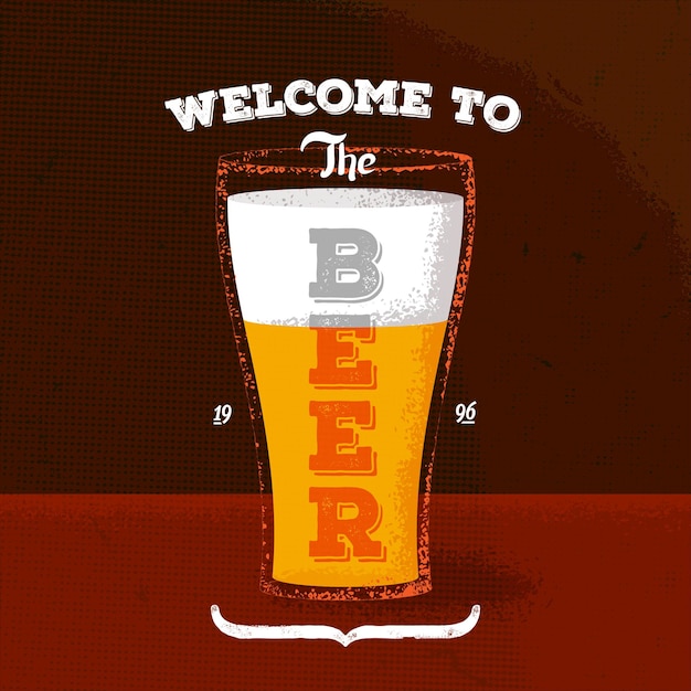 Vector vintage poster with beer and lettering