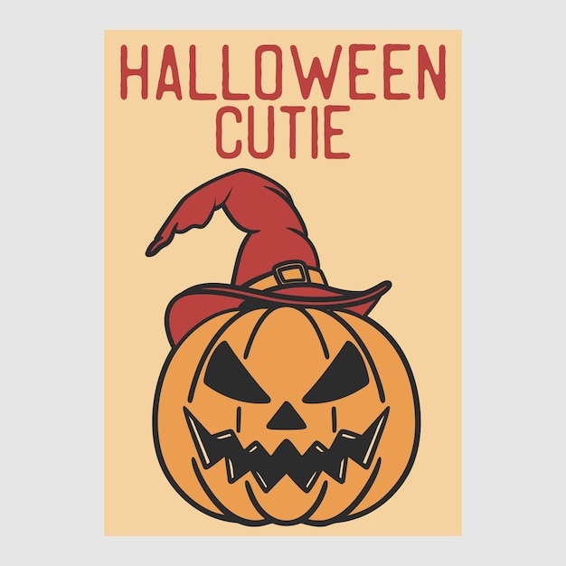 Vintage posterontwerp halloween schatje retro illustratie