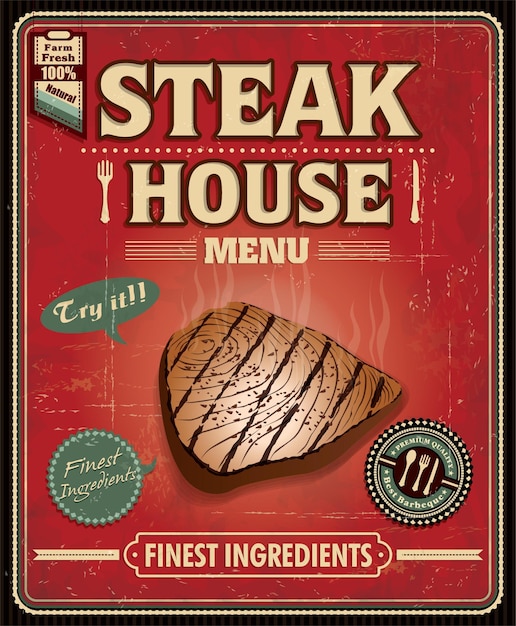 Vintage posterontwerp voor vissteaks