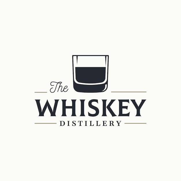 Vintage premium whiskey logotype label with hand lettering for drinks rum pub company