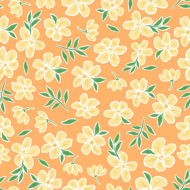 Vector vintage pretty florals in orange tone