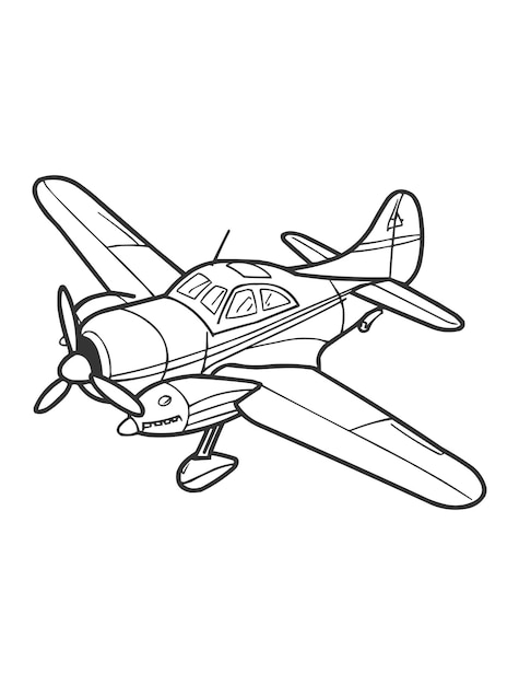 Vintage Propeller Airplane Drawing Coloring Page