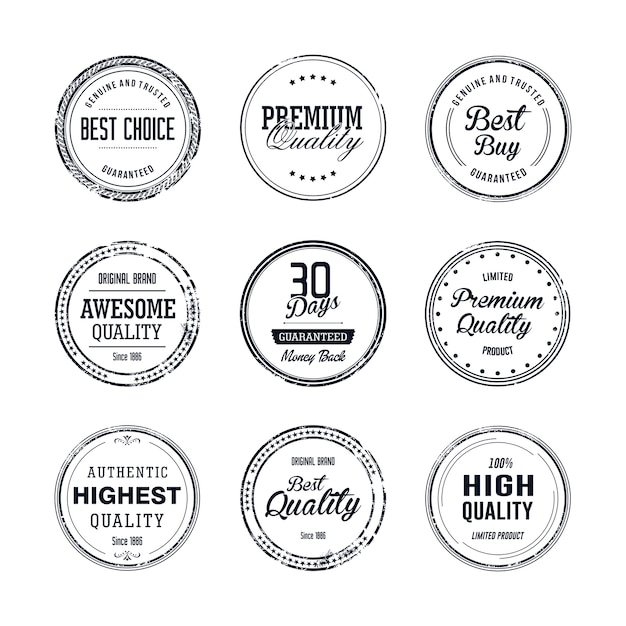 Vector vintage quality stamp set