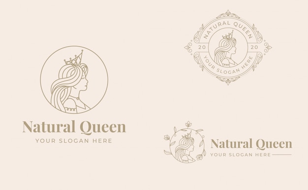 Vintage queen logo design with badge template