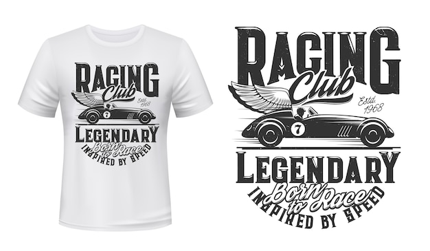 Vector vintage racing car t-shirt print