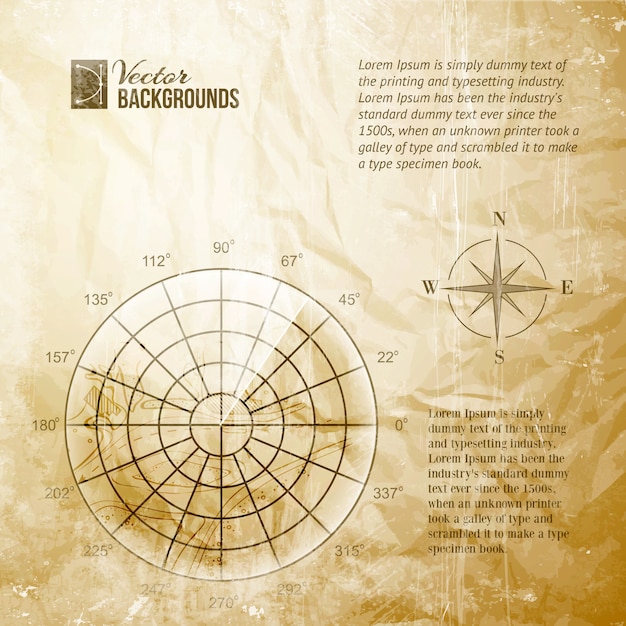 Vector vintage radar screen