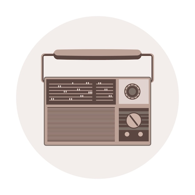 Vintage radio in a circle retro illustration icon vector