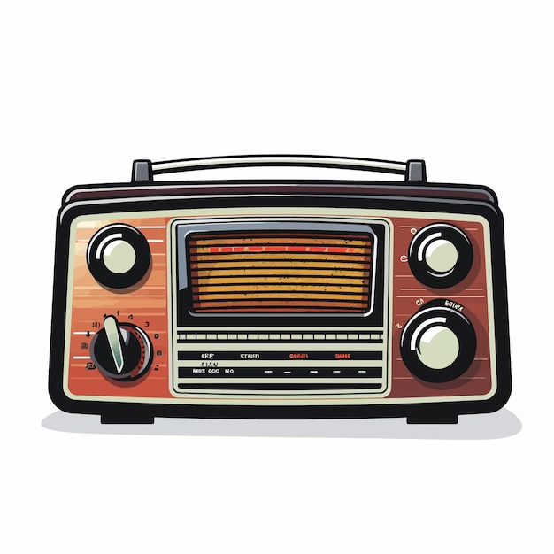 Vector vintage radio isolated on white