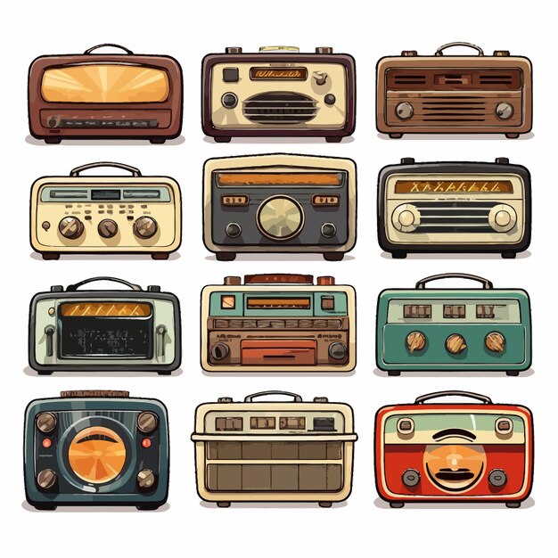 Radio vintage isolata su bianco