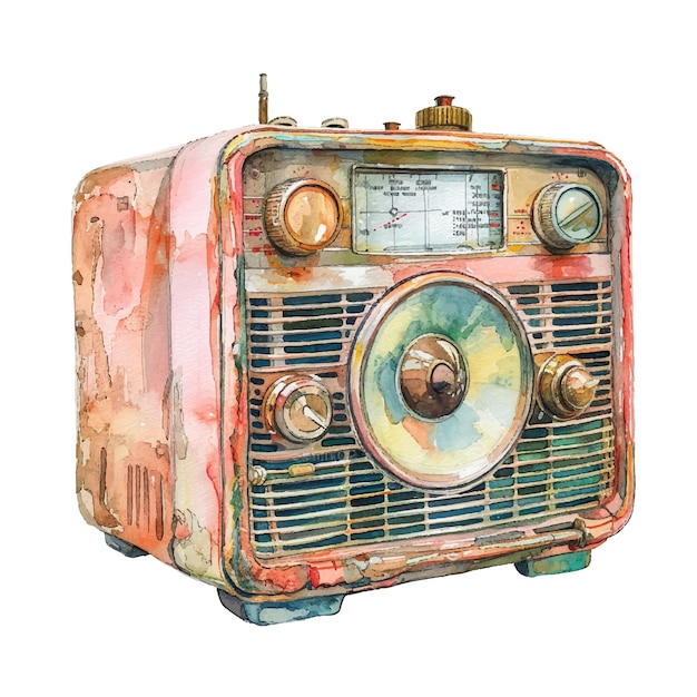 vintage radio vector illustratie in aquarel stijl