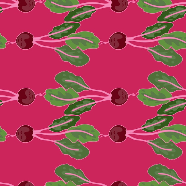 Vector vintage radish seamless pattern radish with leaves endless wallpaper vegetarian food backdrop