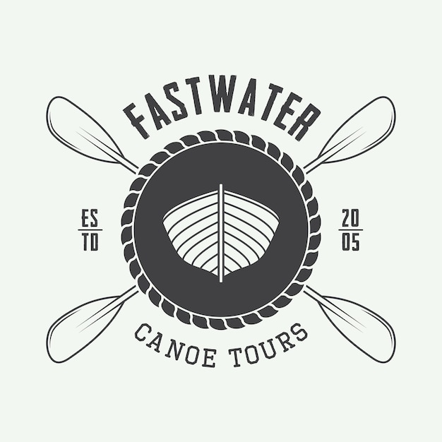 Vintage rafting logo label of badge