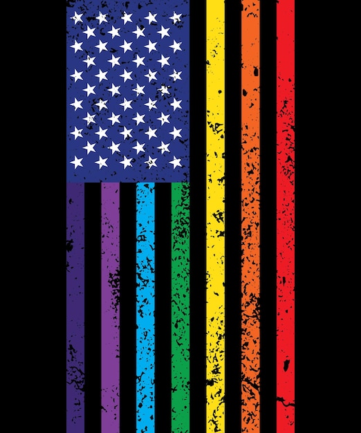 Vector vintage rainbow american flag illustration