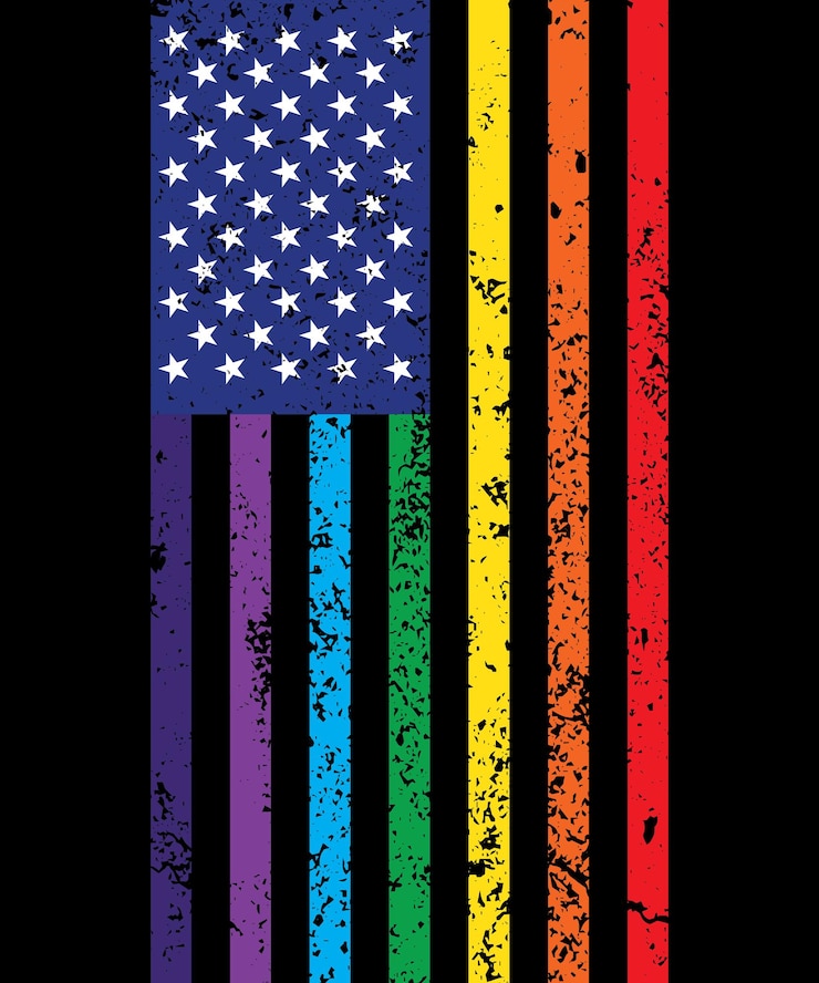 Vector vintage rainbow american flag illustration