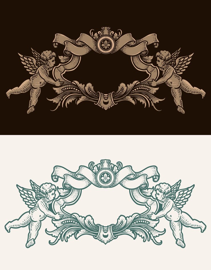 Vintage rand frame gravure met antiek ornament patroon Vector ontwerp