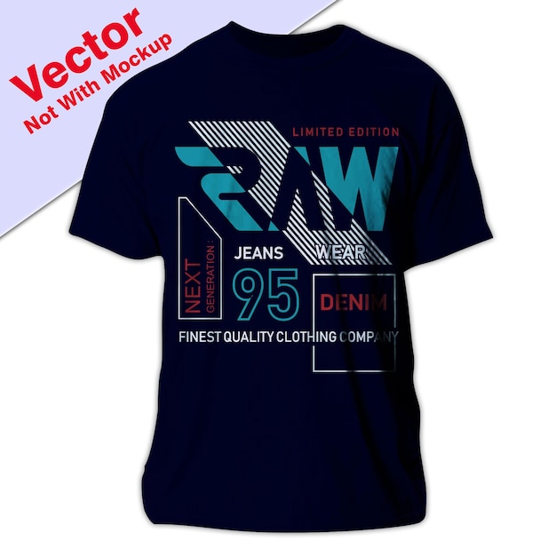 Vintage raw denim typografie tshirt ontwerp premium vector illustratie