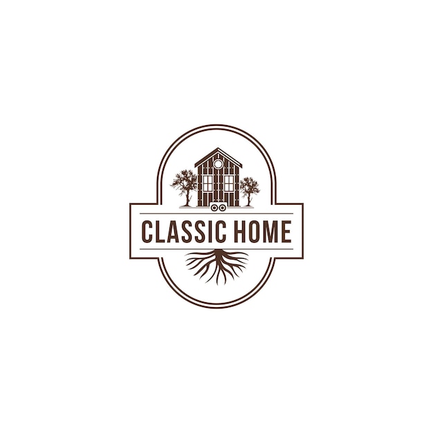 Vintage logo immobiliare design classico stile casa casa silhouette elemento edificio