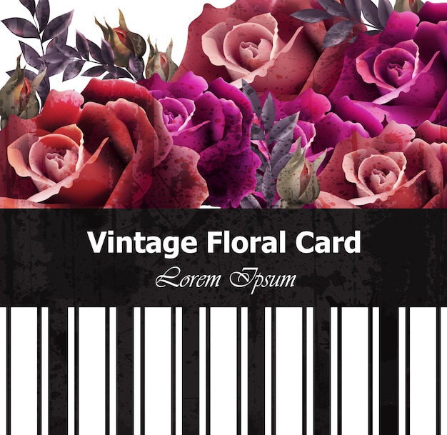 Carta floreale vintage rose realistiche