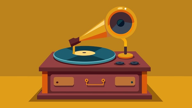 Vector a vintage record player passed down through generations still producing the rich and warm sound of