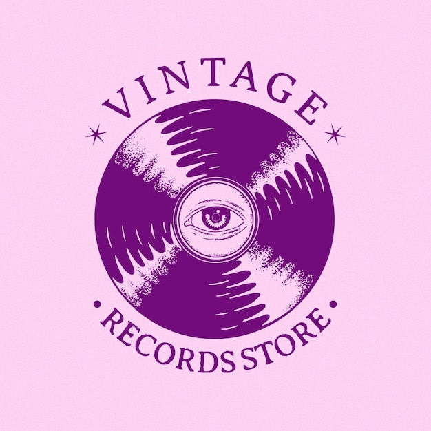 Vector vintage records store logo