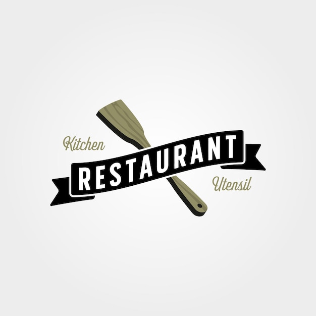 Vintage restaurant en spatel logo vector symbool illustratie ontwerp