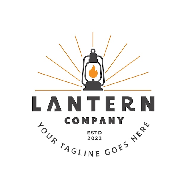 Vintage restaurant lantern inspiration raggio di luce classica lampada logo icona design modello di progettazione