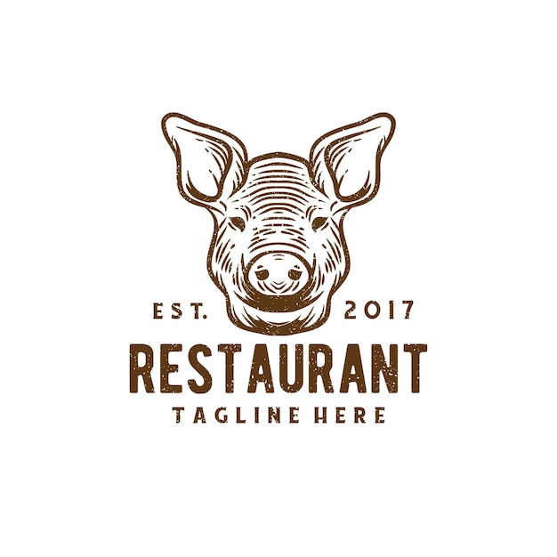 Vintage restaurant with a head pig logo