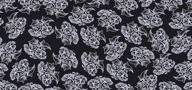 배경에 대 한 빈티지 레트로 추상 원활한 꽃 패턴