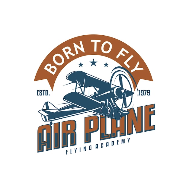 Vector vintage retro airplane with emblem logo design vector template