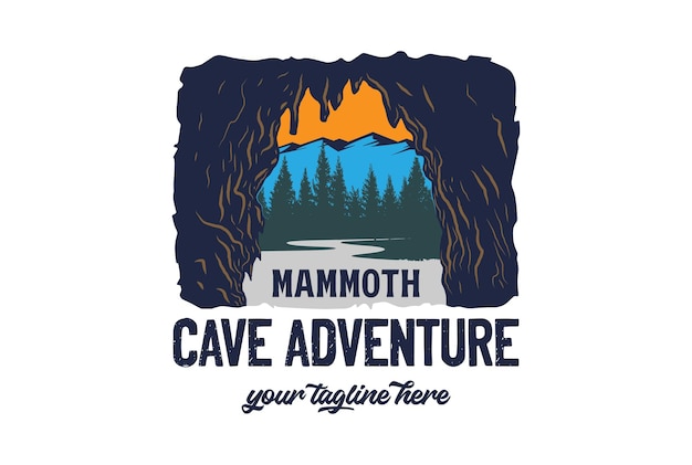 Vintage retro american mammoth cave national park for outdoor adventure t shirt logo illustration