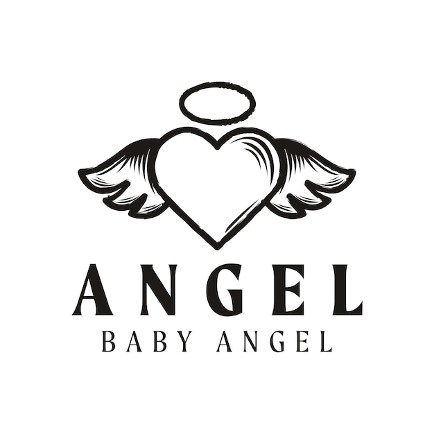 Vintage retro angel wings logo design