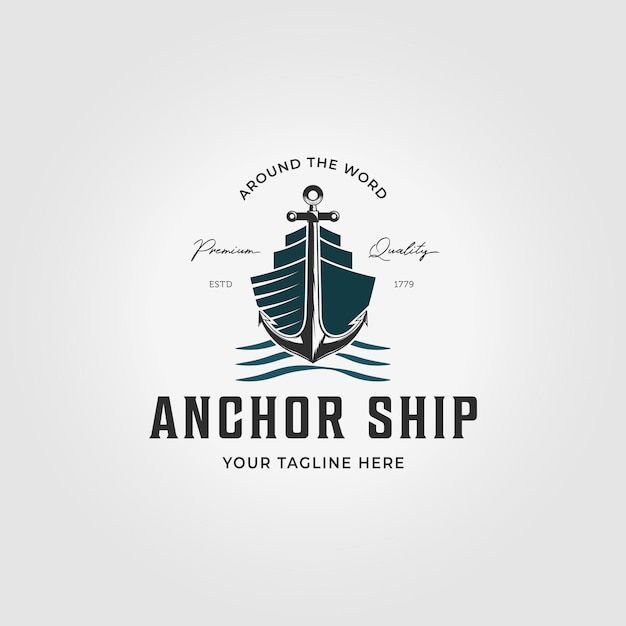 Vintage Retro Anker Schip Logo Pictogram Vector Illustratie Ontwerp Bay Ferry Concept Met Nautical