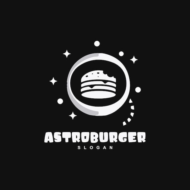 Vintage retro astronaut burger logo design vector