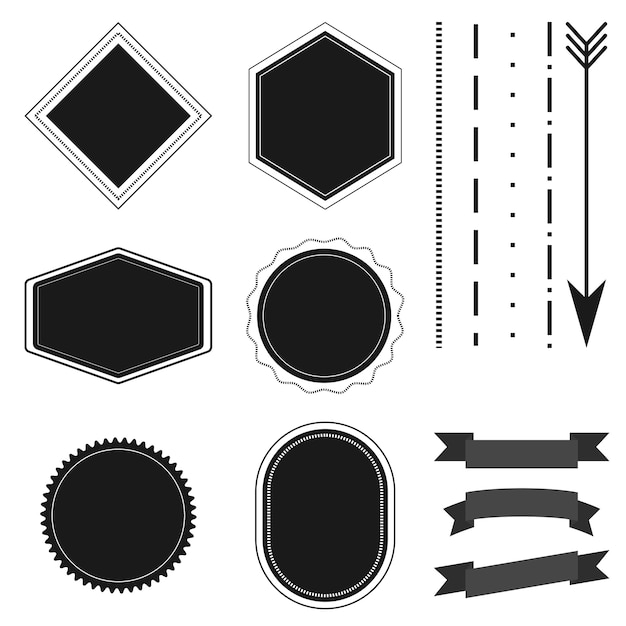 Vector vintage retro badge, label, ribbon and arrows collection