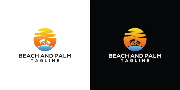 Урожай ретро значок логотип пальмы и пляжа