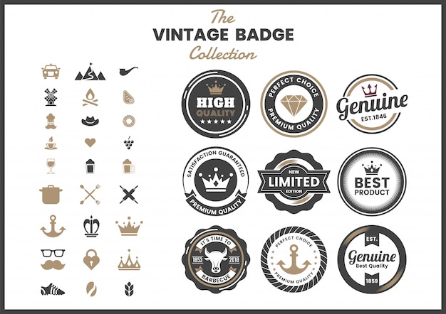 Vector vintage retro badge set