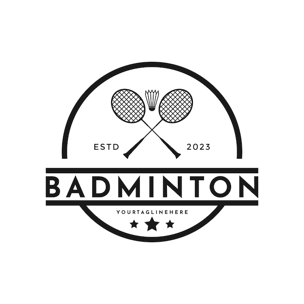 Vintage retro badminton logo ontwerp idee