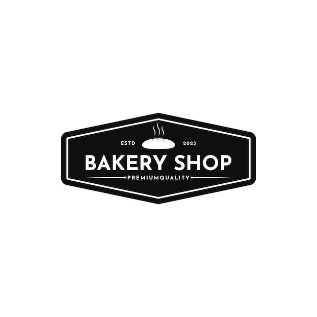 Vintage Retro Bakery shop wheat bread Logo Design