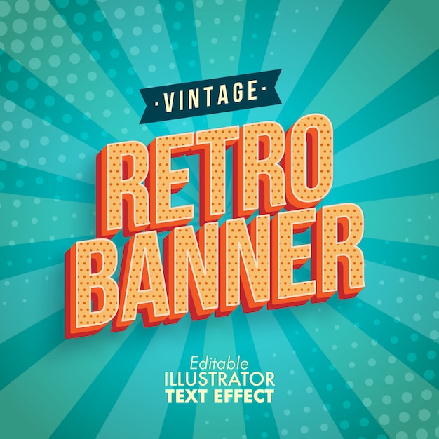 Vintage Retro Banner bewerkbare vector tekst effect