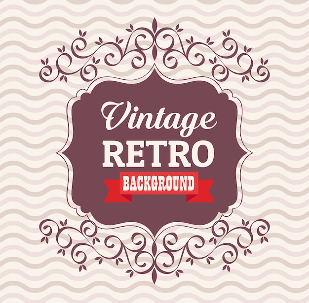 Vector vintage retro banner with elegant frame and ribbon design