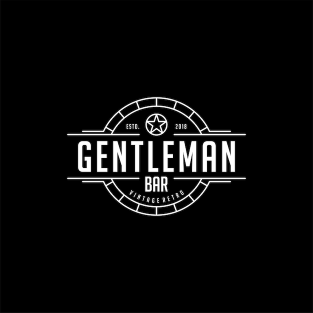 Vintage retro bar club gentleman logo design