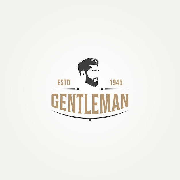 Vintage retro barbershop gentleman logo template vector illustration design