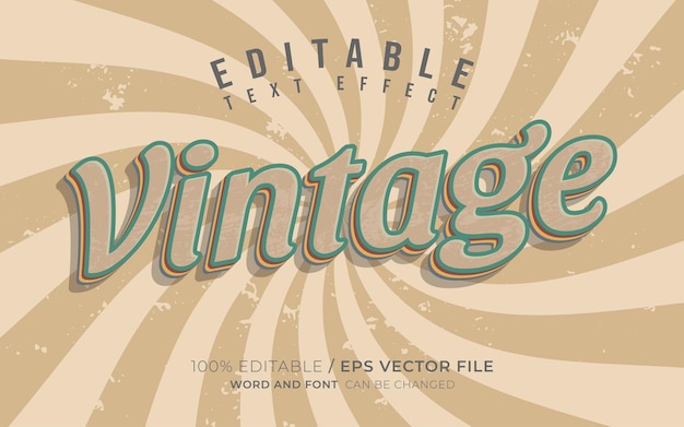 Vector vintage retro bewerkbaar teksteffect in oude stijl