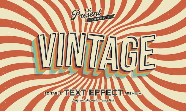 Vector vintage retro bewerkbare tekst-effect alfabet lettertype typografie lettertype