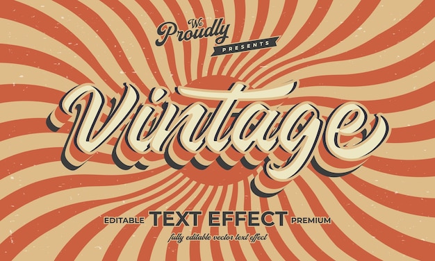 Vector vintage retro bewerkbare tekst-effect alfabet lettertype typografie lettertype