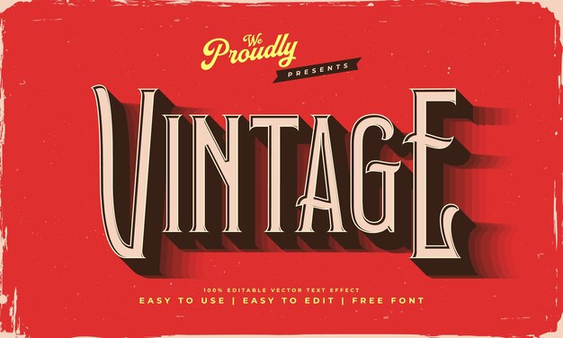 Vector vintage retro bewerkbare teksteffect alfabet lettertype typografie lettertype