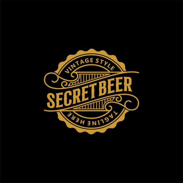 Vintage retro bier label logo ontwerp