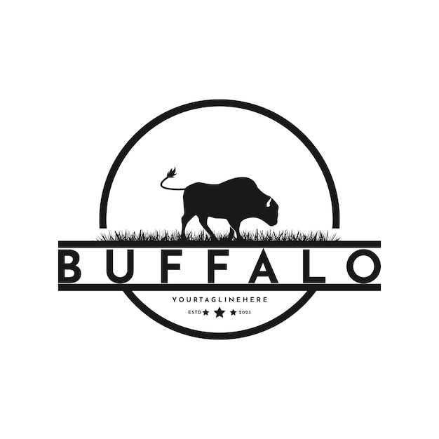 Vintage retro bizons stier buffel logo ontwerp idee
